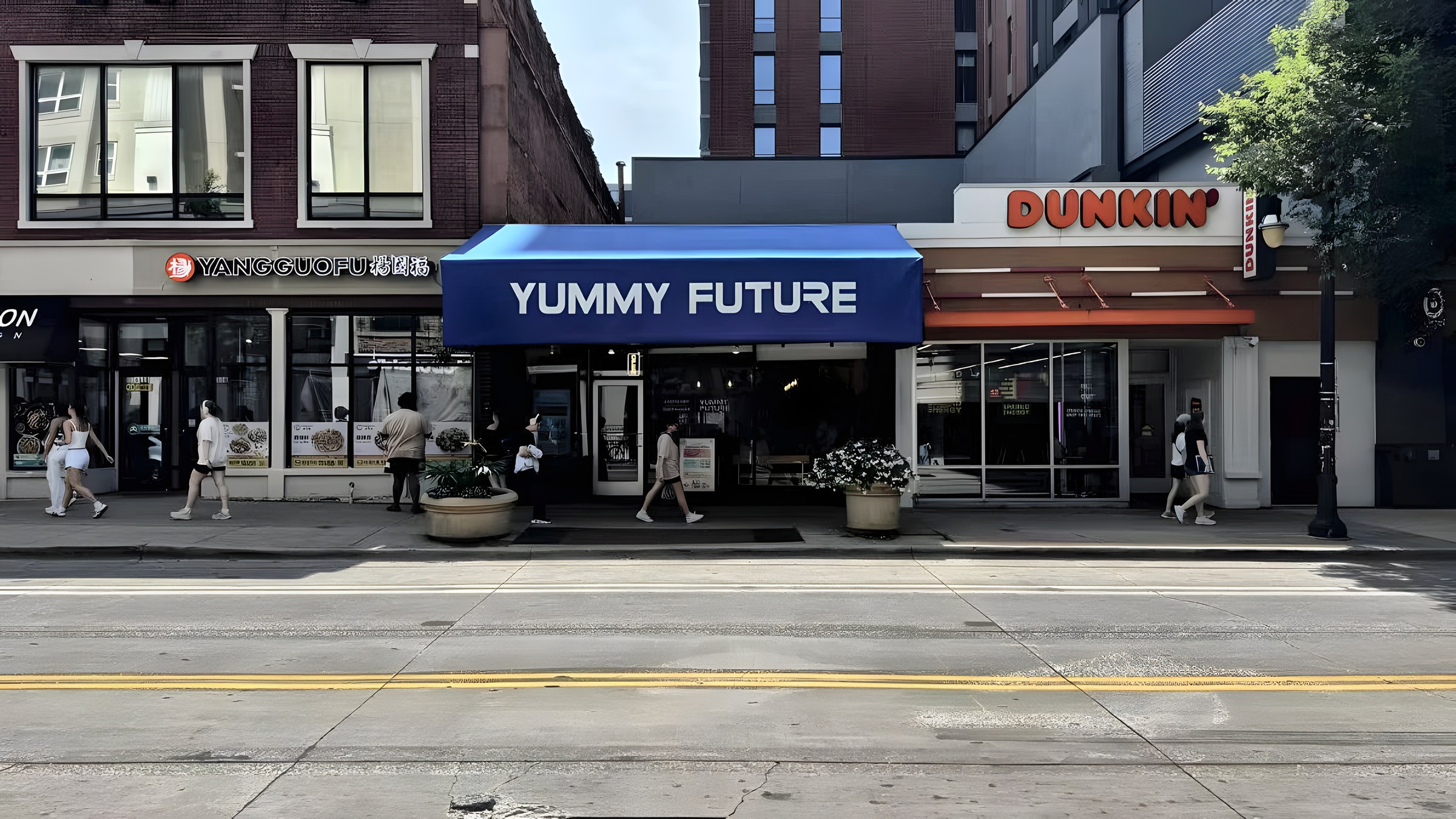Yummy Future Original storefront with the blue awning on Green Street
