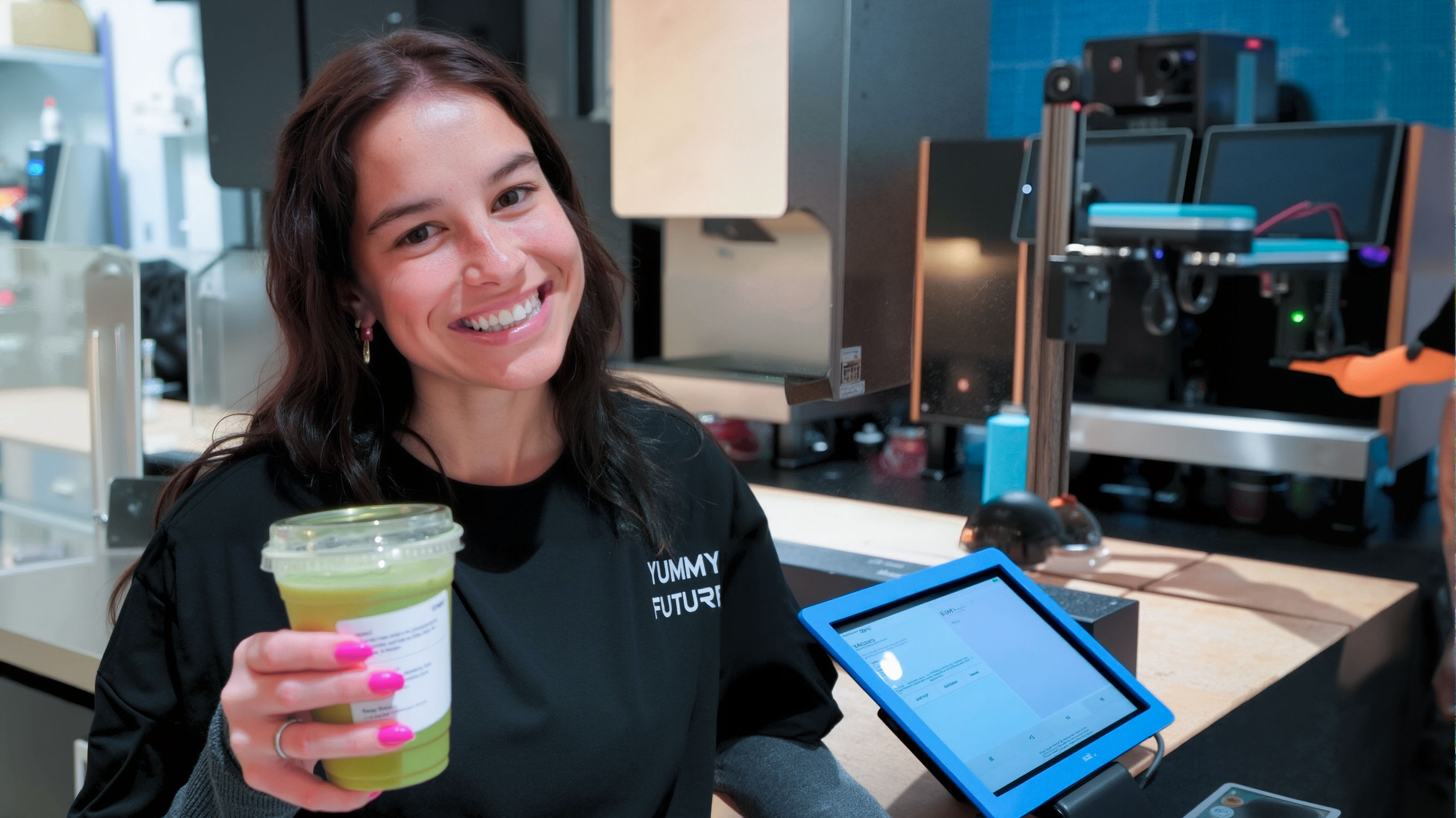 Yummy Future team member serving a drink